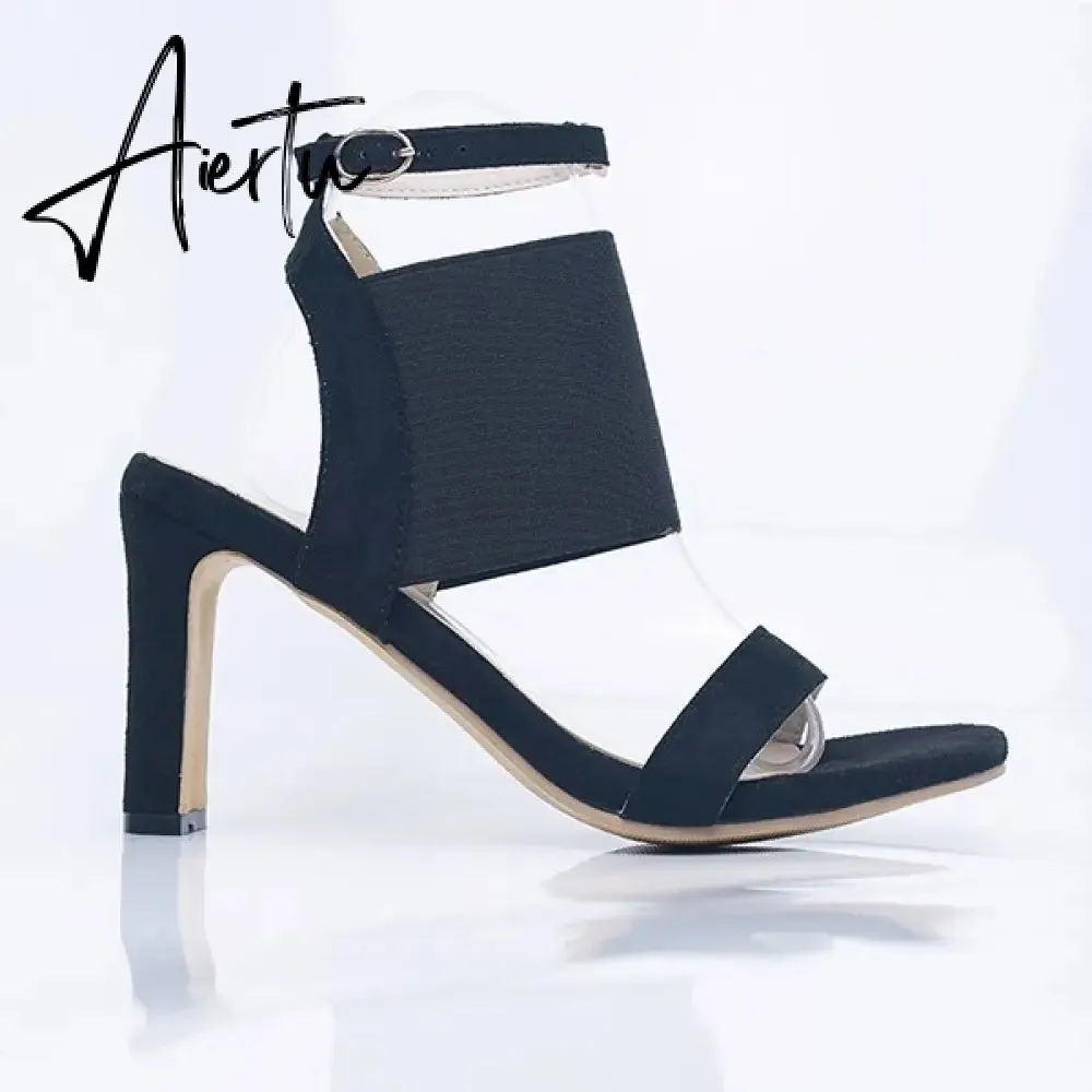 New Fashion Women Summer High-Heeled Sandals Solid Color Casual High Heels Shoes Female Buckle Strap Open Toe Sexy Women Pumps