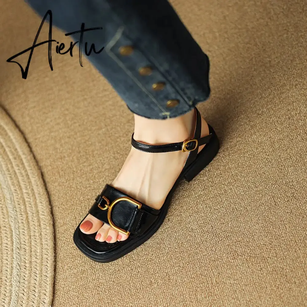 New Summer Sandals Women Shoes Casual Women Sandals Flat with Handmade Chunky Heel Sandals Shoes for Women