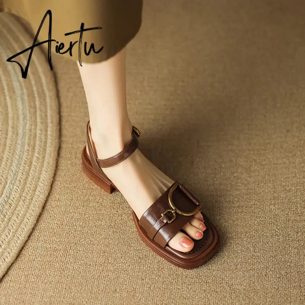 New Summer Sandals Women Shoes Casual Women Sandals Flat with Handmade Chunky Heel Sandals Shoes for Women