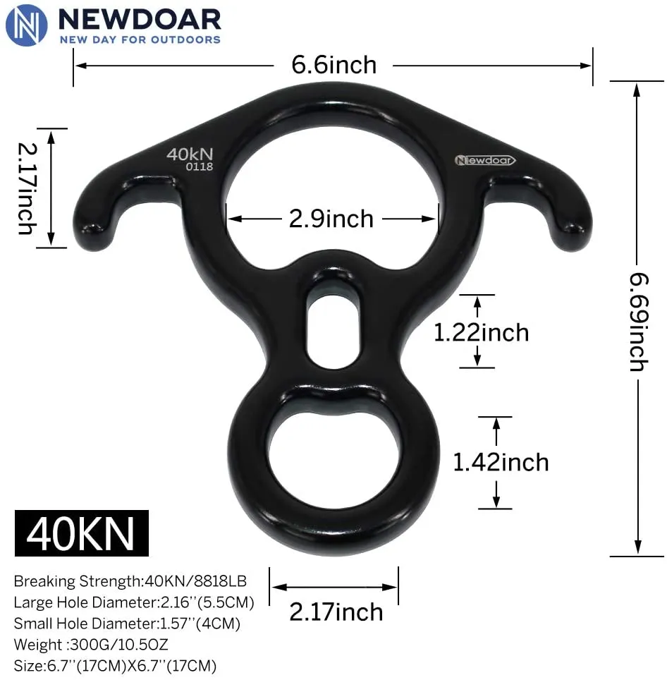 NewDoar  Downhill Equipment Rigging Plate 40kN Rescue Figure 8 Descender