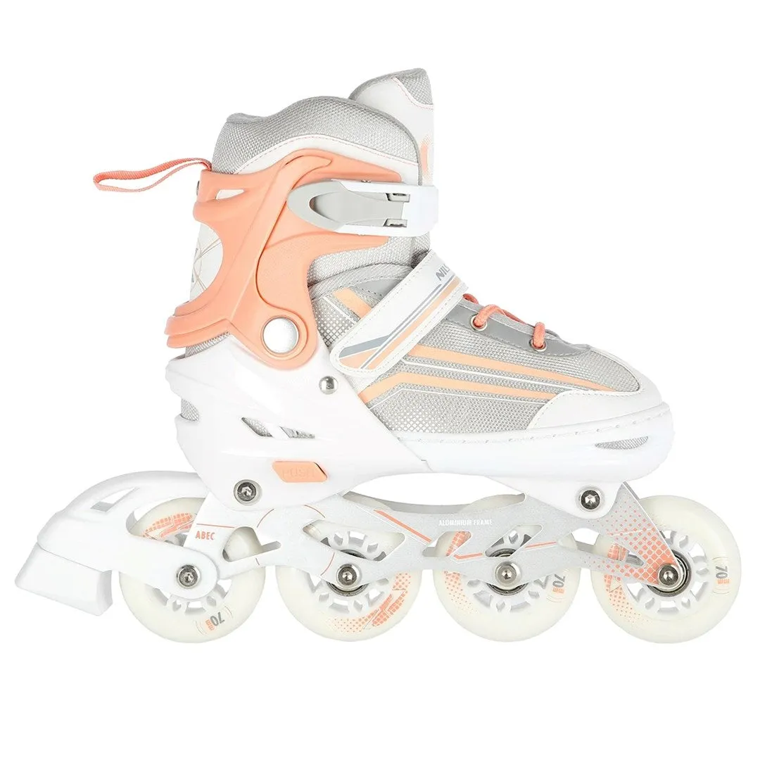 Nils Extreme Nh18190 2In1 Inline Skates White/Pink Size. M (34-38) With Interchangeable Hockey Skates