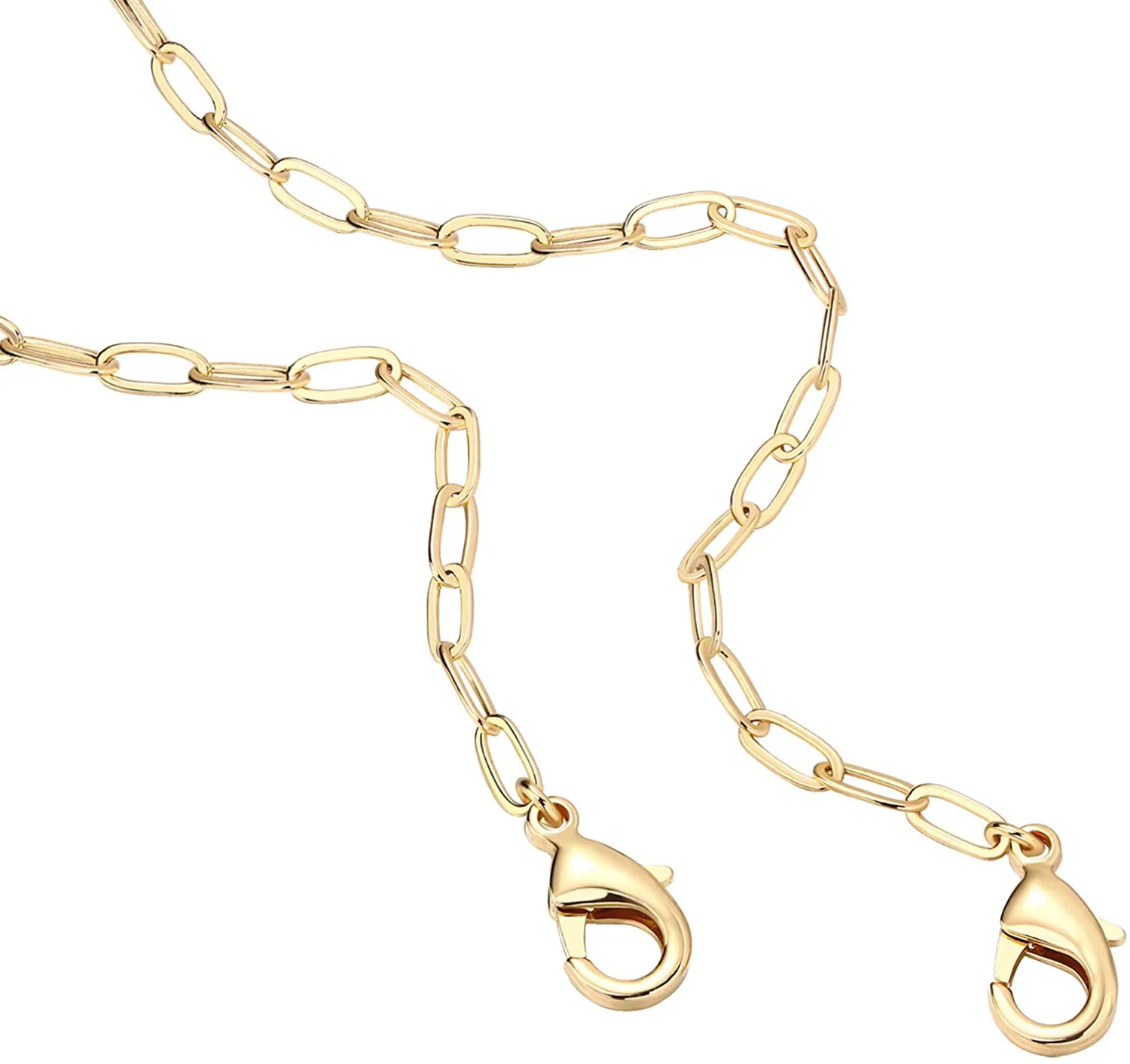 PAVOI 14K Gold Plated Curb Paperclip Box Sphere Bead Snake and Figaro Chain Adjustable Necklace