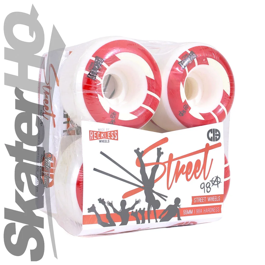 Reckless CIB Street 55mm 98a 8pk - White/Red