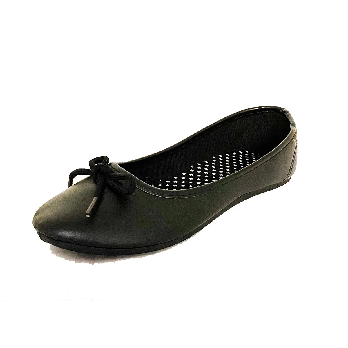 ROCKTHOSECURVES BLACK SOFT FEEL FLAT SHOES / PUMPS WITH BOW