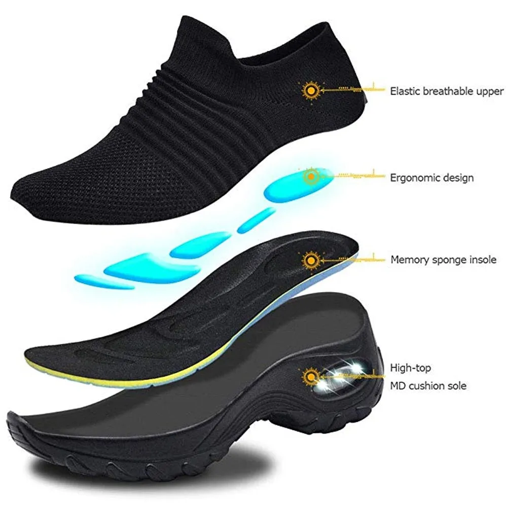 Running Sneakers Fashion Breathable Mesh Casual Shoes Platform Sneakers Men Platform Slip-On Sneakers Walking  Women Shoes