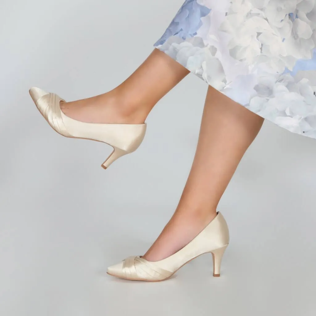 Sally Champagne Satin Heel | Perfect Bridal Company