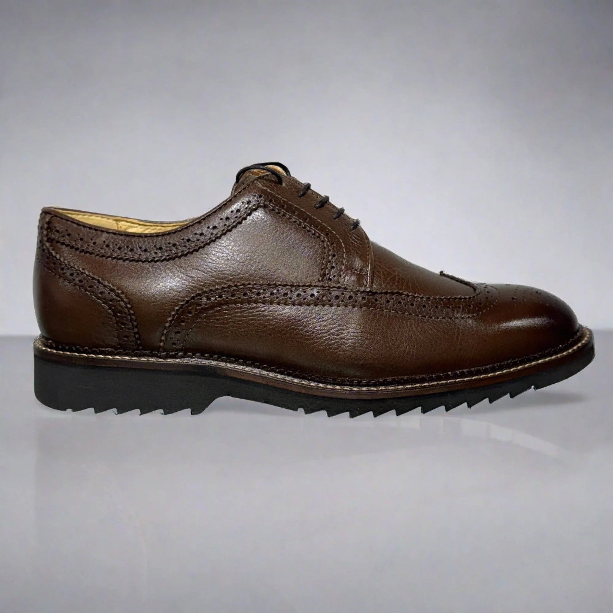 Savelli 7150 Mens Cafe Brown Leather Lace Up Shoes