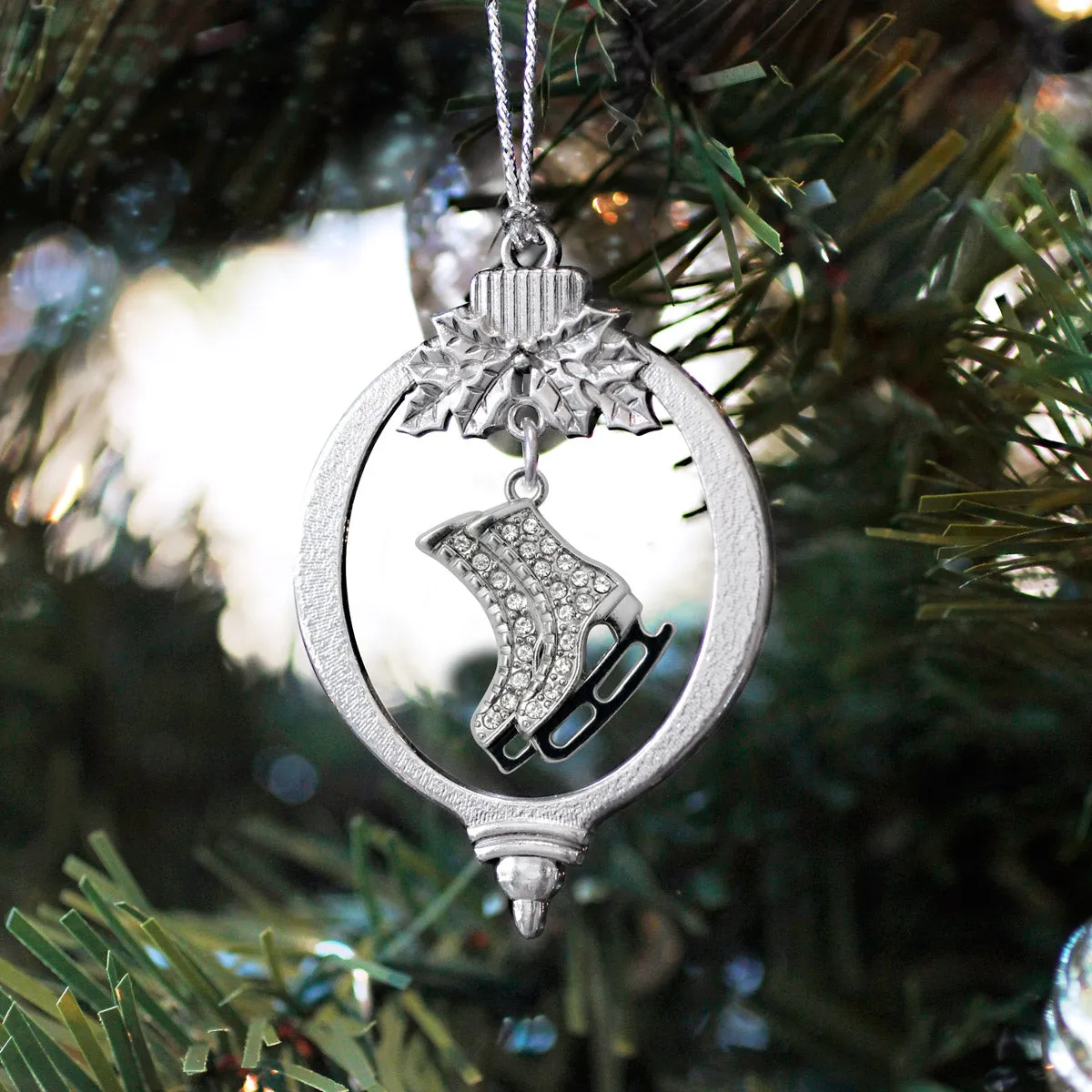 Silver Ice Skates Charm Holiday Ornament