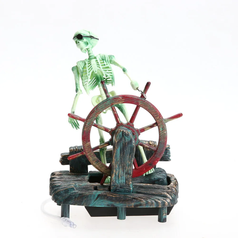 Skeleton On Wheel Aquarium Decoration