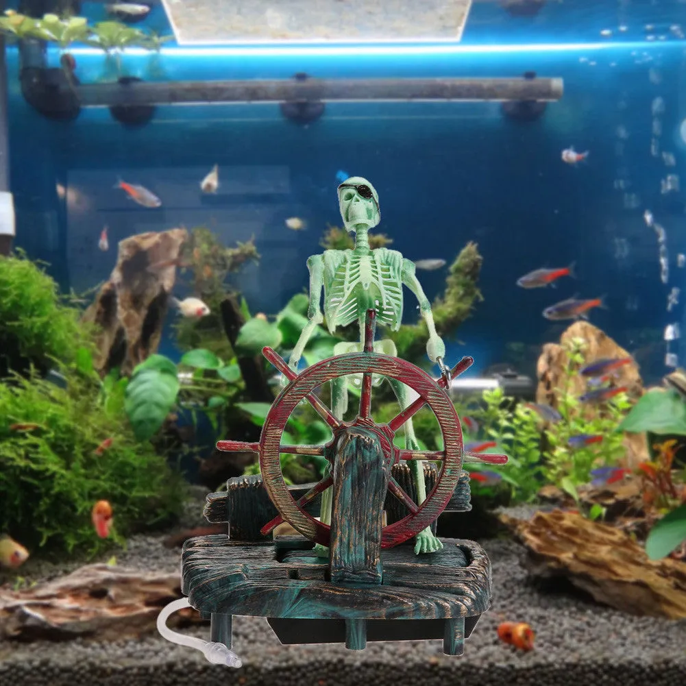 Skeleton On Wheel Aquarium Decoration