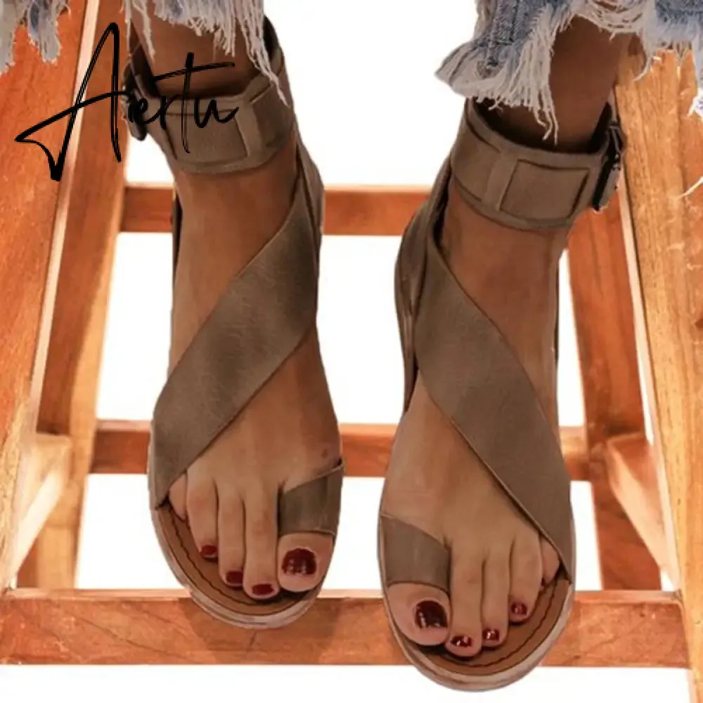 Summer Women's Shoes Fashion Casual Roman Style Flat Sandals Female Open-Toe Shoes Sandals Ladies Low Hills Beach Slippers