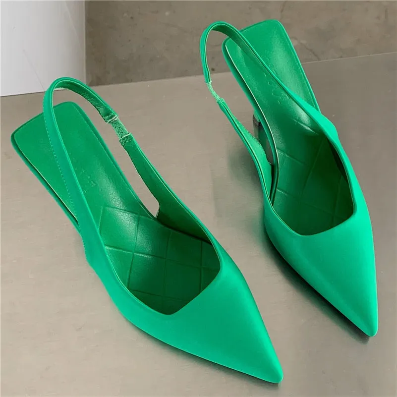 Uniwim Women Summer 9Cm High Heels Sandals Lady Fetish Stiletto Heels Slingback Purple Green Mules Sandles Replica Designer Shoes