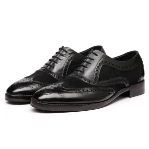 Wingtip Brogue Oxford- Black Suede