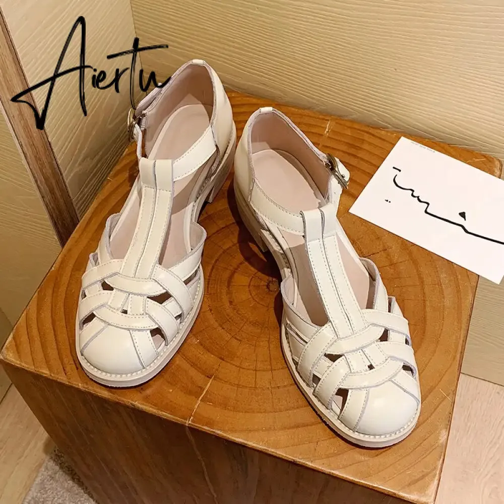 Women Summer Sandals Low Heel Platform Sandals Female Shoes Sewing Buckle Comfortable Casual Hollow Out Women's Plus Size