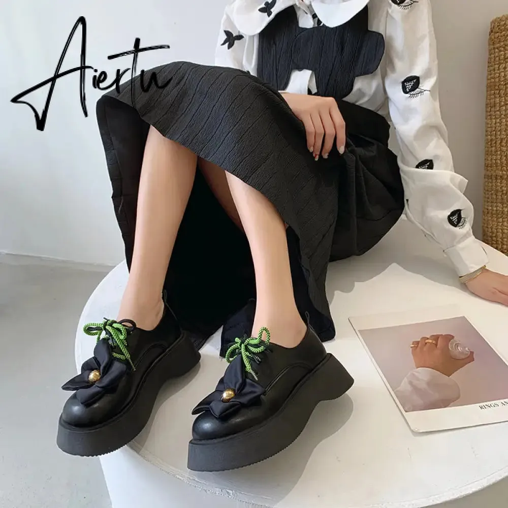 Womens Flowers Round Toe Gothic Punk Platform Wedge Heel Pumps Shoes Creepers Japanese Harajuku Dark