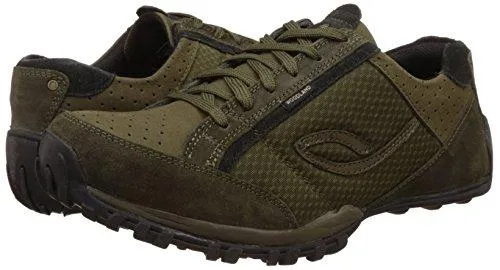 Woodland Men's Olive Green Leather Sneakers - 8 UK/India (42 EU)