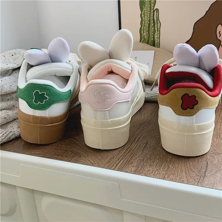 xiangtuibao Cute Rabbit Sport Shoes for Women  Fashion Flat Casual Sneaker Female Designer Chunky Platform Shoes Girls Trend Comfortable