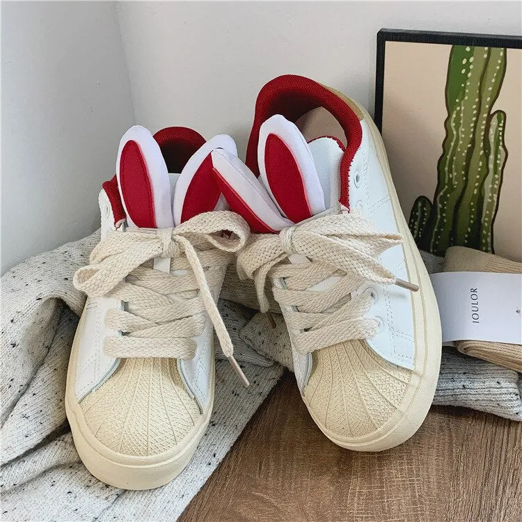 xiangtuibao Cute Rabbit Sport Shoes for Women  Fashion Flat Casual Sneaker Female Designer Chunky Platform Shoes Girls Trend Comfortable