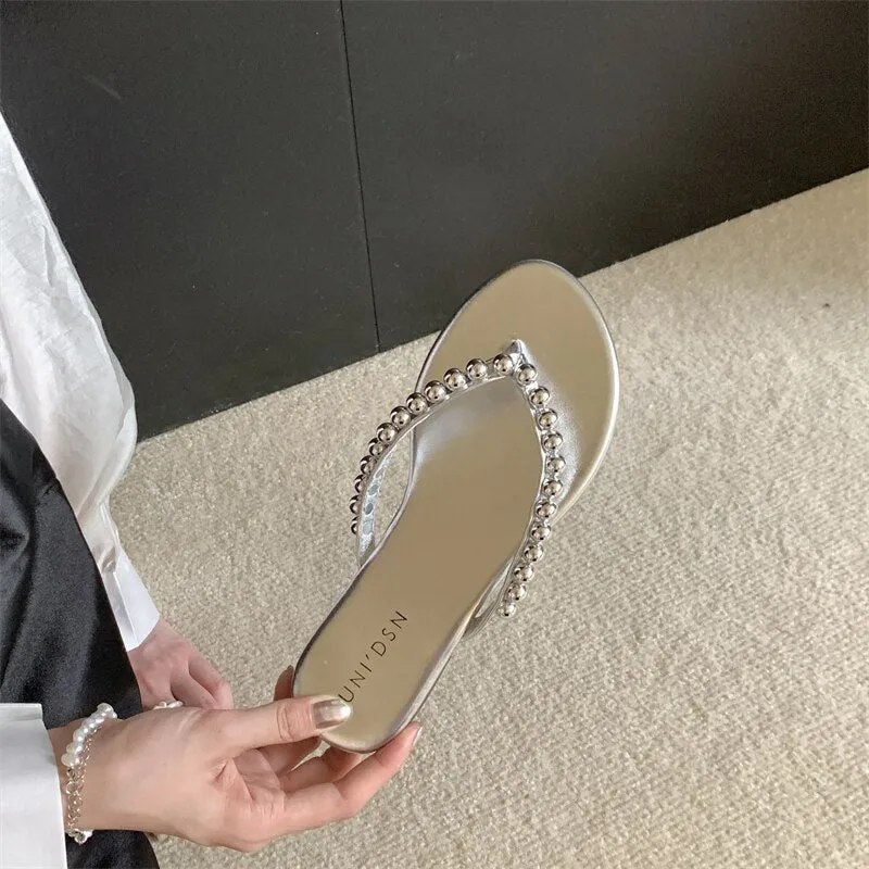 xiangtuibao Flower Slippers Women Sandals Summer Lazy Shoes Ladies Ins Flat Flip-Flops Open Toed Party Ladies Shoes Diamond Shoes