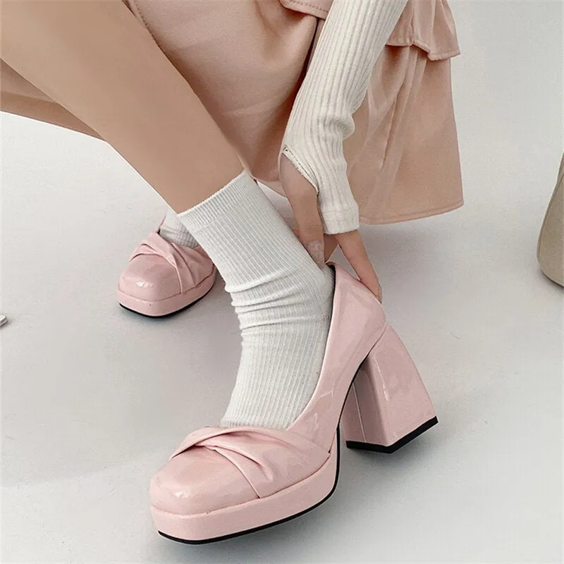 xiangtuibao Mary Janes Woman Leather Pumps Casual Shoes For Women  Heeled Shoes Sexy High Heels Shoes Ladies Elegant Lolita Shoes NEW