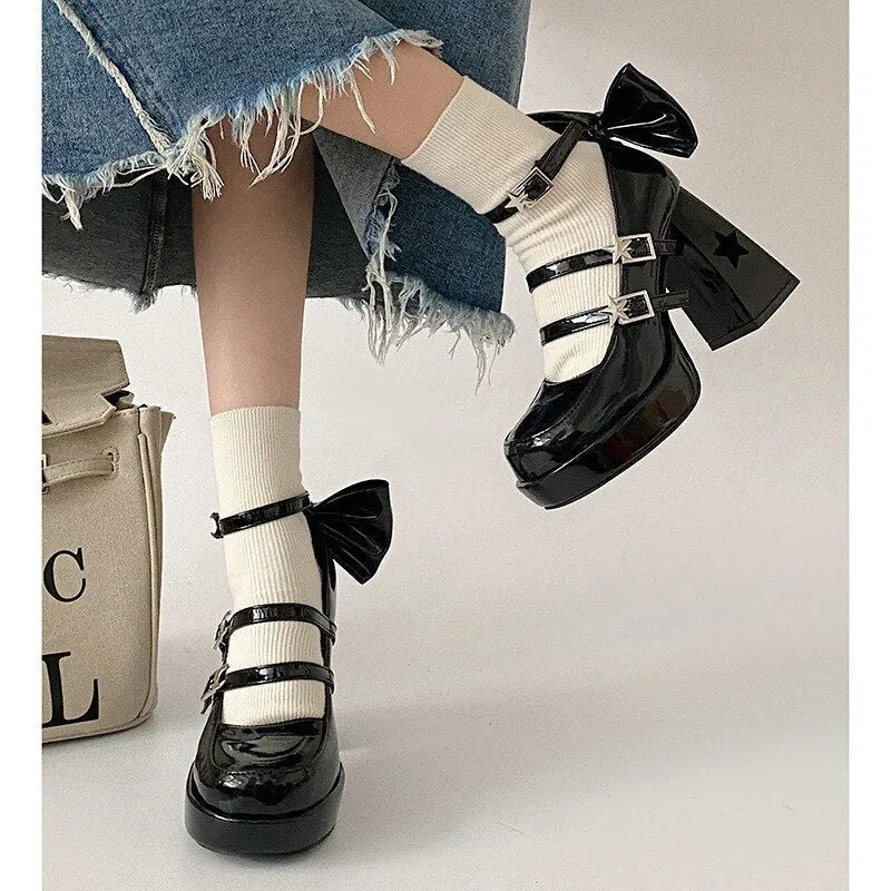 xiangtuibao Women's pumps  New Versatile Square Head French Marijane Shoes platform heels women shoes black heels pumps women shoes