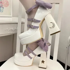 Y2k Chunky Platform High Heels Pumps Women  Spring Punk Thick Heel Mary Jane Lolita Shoes Woman Patent Leather Cosplay Shoes