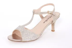 Your Party Shoes Avery Open Toe Silver Short Heel Crystal Embellished Prom Pageant